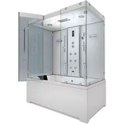 AcquaVapore Kombination Badewanne Dusche K80-WS-EH-A-SC-EA Duschtempel 100x180 cm aktive Schlauch-Reinigung