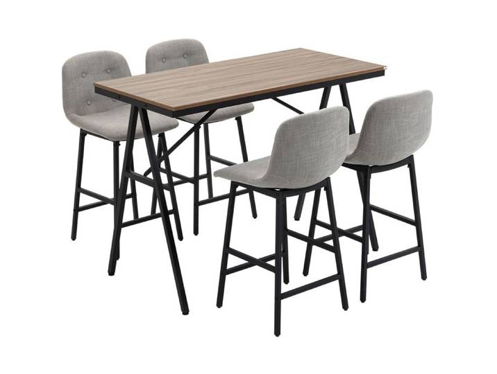 ROVRYN Ensemble table de bar 5 pièces 120 x 60 x 91 cm style industriel métal marron clair