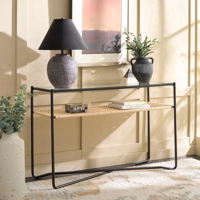 "SAFAVIEH Omaka 47.3-Inch Metal Console Table, Natural and Black - 47"" W x 16"" D x 30"" H"