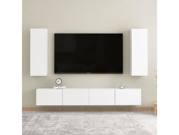 Ensemble de meubles TV 4 pcs Blanc Aggloméré