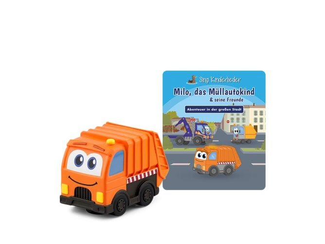 tonies 11000604 Sing Kinderlieder: Milo, das Müllauto-Kind & seine Freunde - Abenteuer in der großen Stadt 60 min (Schwarz/Orange)