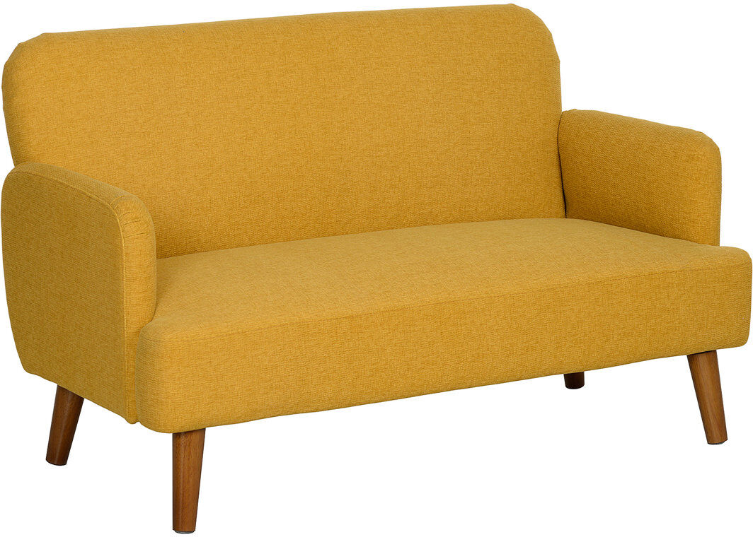 Norden Home Herefordshire 2 Seater Sofa Small Sofa 21cm Thick Padding Wood Legs Yellow 79cm H X 130cm W X 74cm D