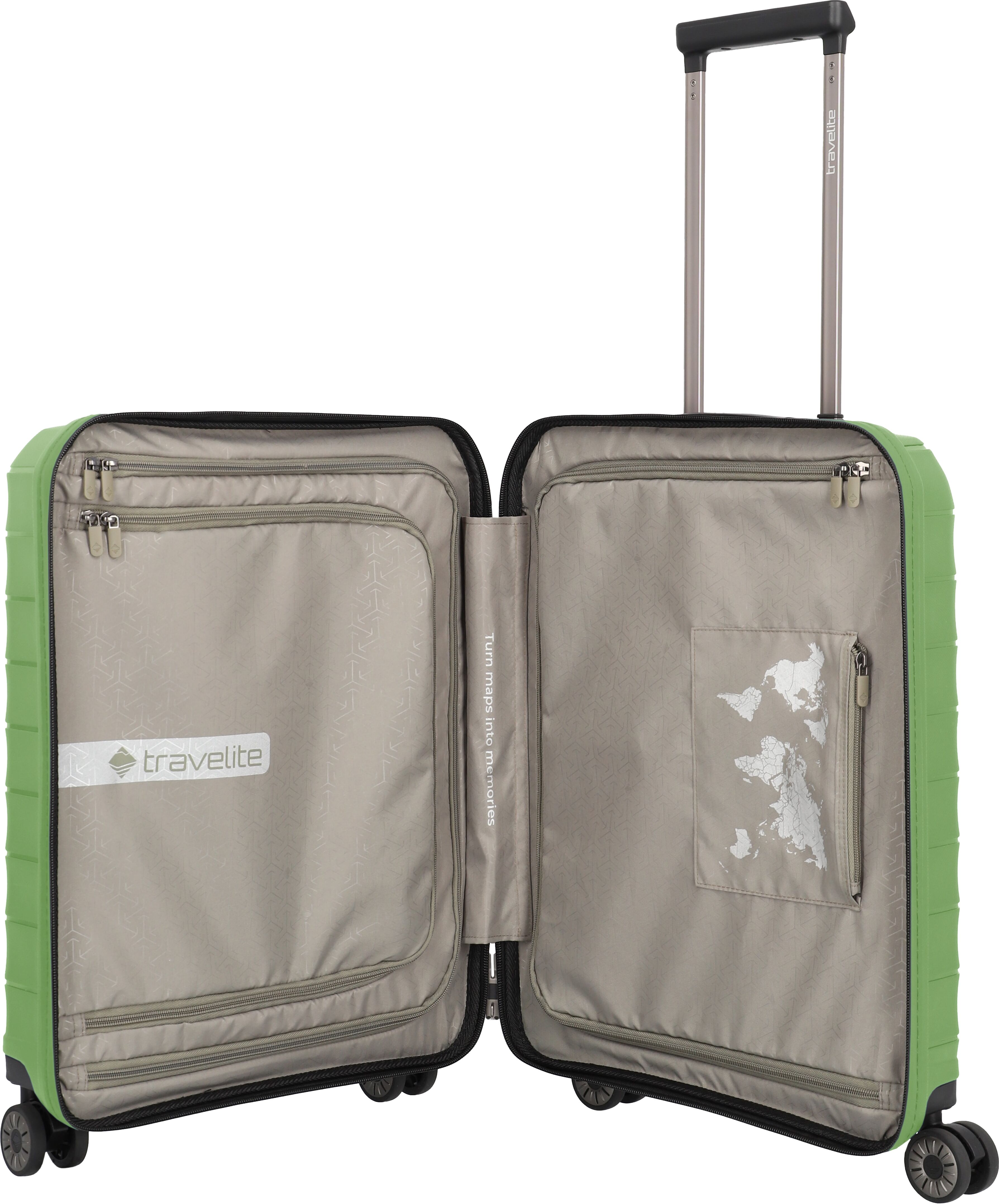 Trolley TRAVELITE "MOOBY Koffer Hartschale", Damen, Gr. B/H/T: 40cm x 55cm x 20cm 39 l, grün, Polypropylen, Koffer Trolley, mit TSA-Schloss und kratzresistenter Oberfläche – leicht und robust