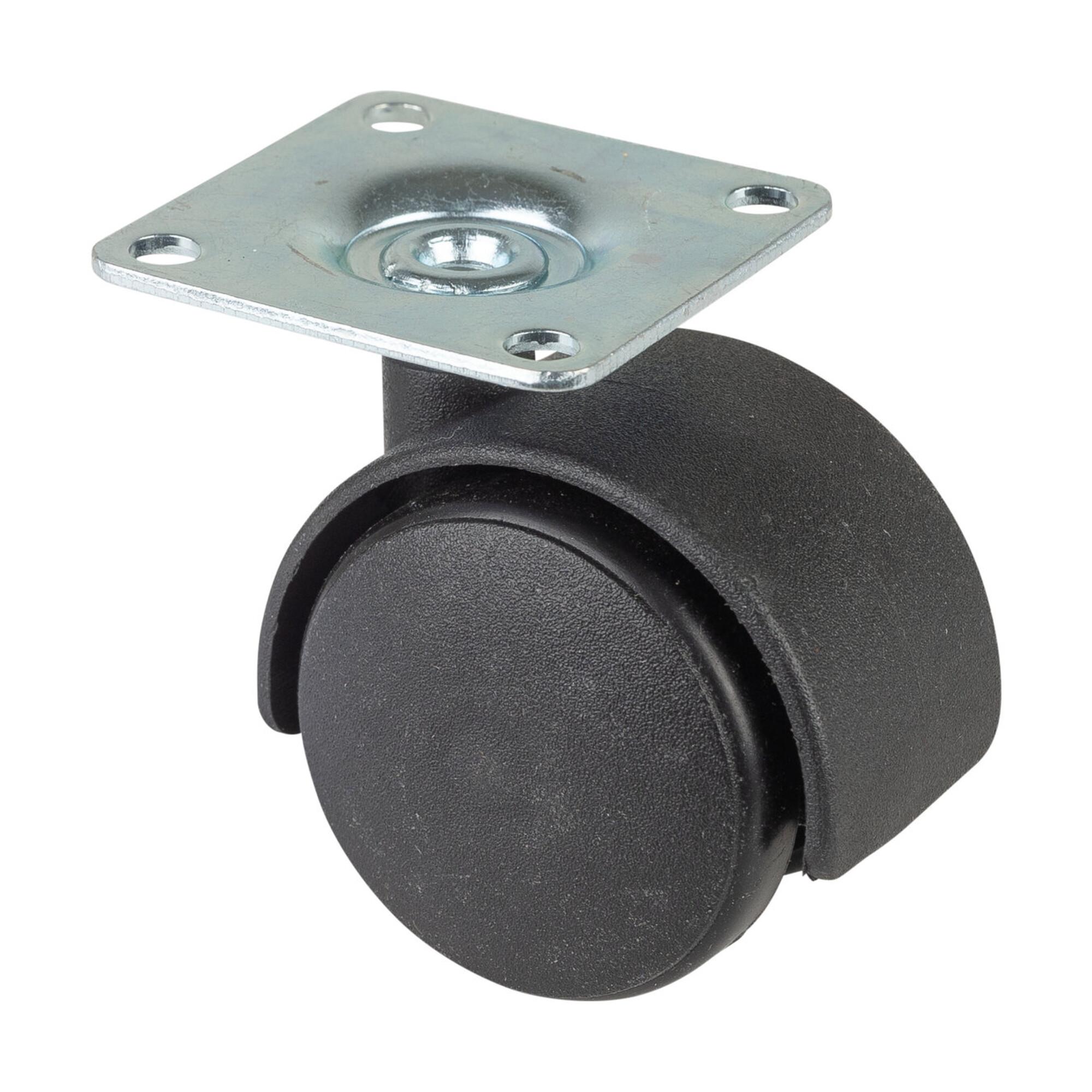 BS Rollen Kunststoff-Doppelrolle F75 40 schwarz m. Platte (F75.040.PL)