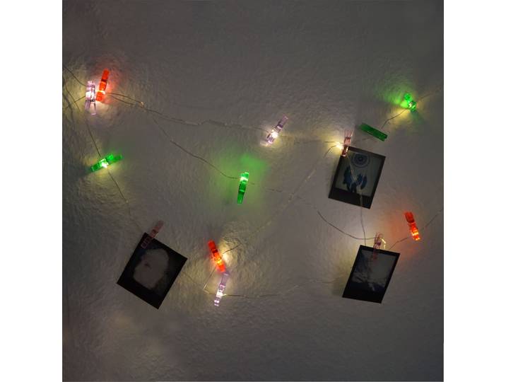 Bilder-Girlande mit LED-Lichtern, 16 Clips für Bilder