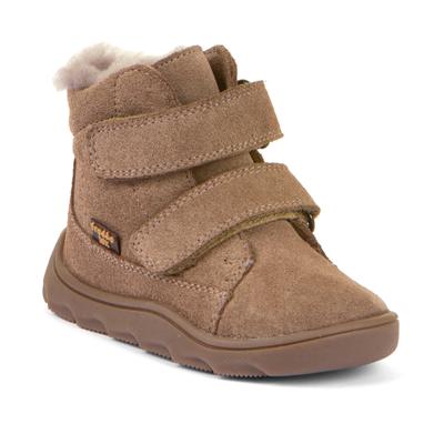 Barfußschuh FRODDO "ZERU TEX FURRY BAREFOOT", Damen, Gr. 31, braun (natur), Veloursleder, Schuhe Barfußschuh, Klettstiefelette, Winterstiefel mit TEX-Ausstattung