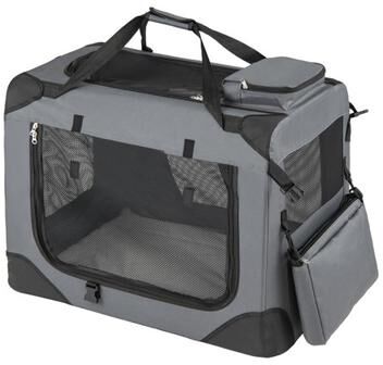 Costway Collapsible Soft Dog Crate Travel Crate with Mesh Windows and 3 Doors-M