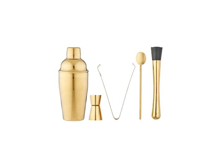 5-teiliges, luxuriöses Cocktail-Set „Aurora“ aus Edelstahl Gold Ladelle