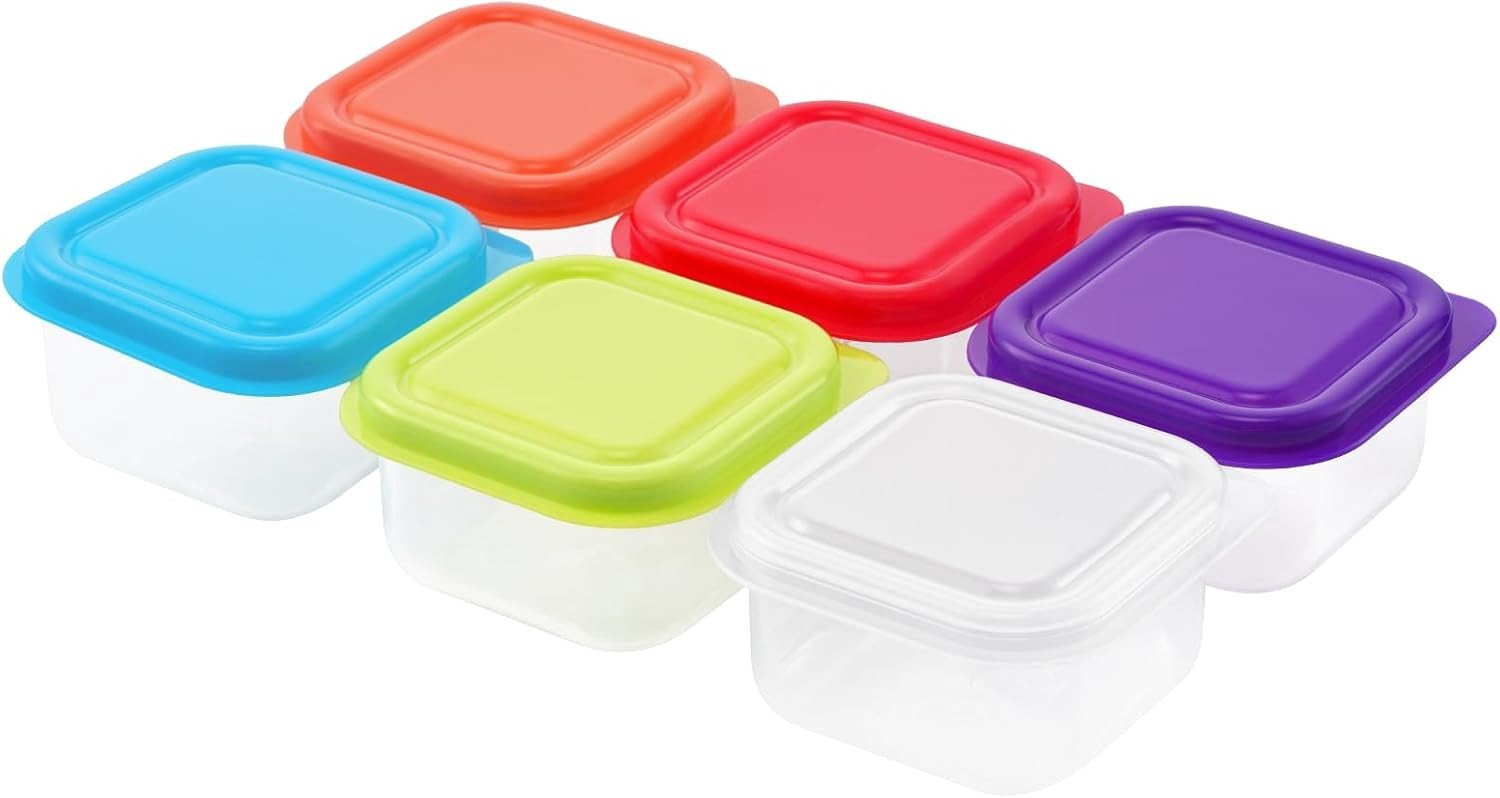 Set van 6 luchtdichte en lekvrije mini voedselopslagcontainers van 70ml voor snacks en specerijen