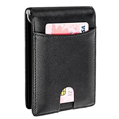 Schlanke Herrenbrieftasche mit RFID-Blockierung, Geldklammer mit Kohlefasermuster, zweifach gefaltete Brieftasche, minimalistischer Kreditkartenhalter, diebstahlsichere, kompakte
