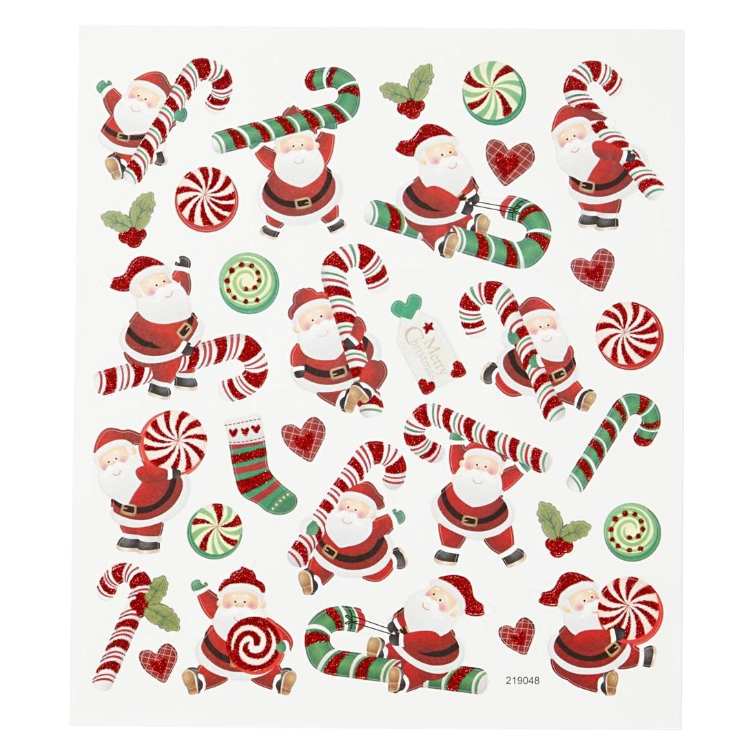Creativ Company Stickers, Santa and candy cane, sheet 15x16,5 cm, 1 sheet (1 Sticker) (288613)
