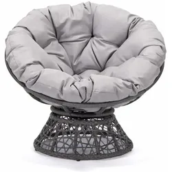 PureHaven, Sessel, Lounge Sessel 92x80x80,5 cm aus Rattan Rundkissen drehbar 360 Grad pflegeleicht elegantes