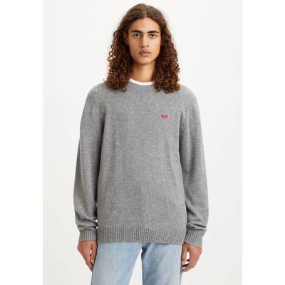 Wollpullover LEVI'S "ORIGINAL HM SWEATER", Herren, Gr. M, grau (grau meliert), Strick, Obermaterial: 80% Wolle, 20% Polyamid, meliert, regular fit normal, Rundhals, Pullover, klassische Rundhalsform