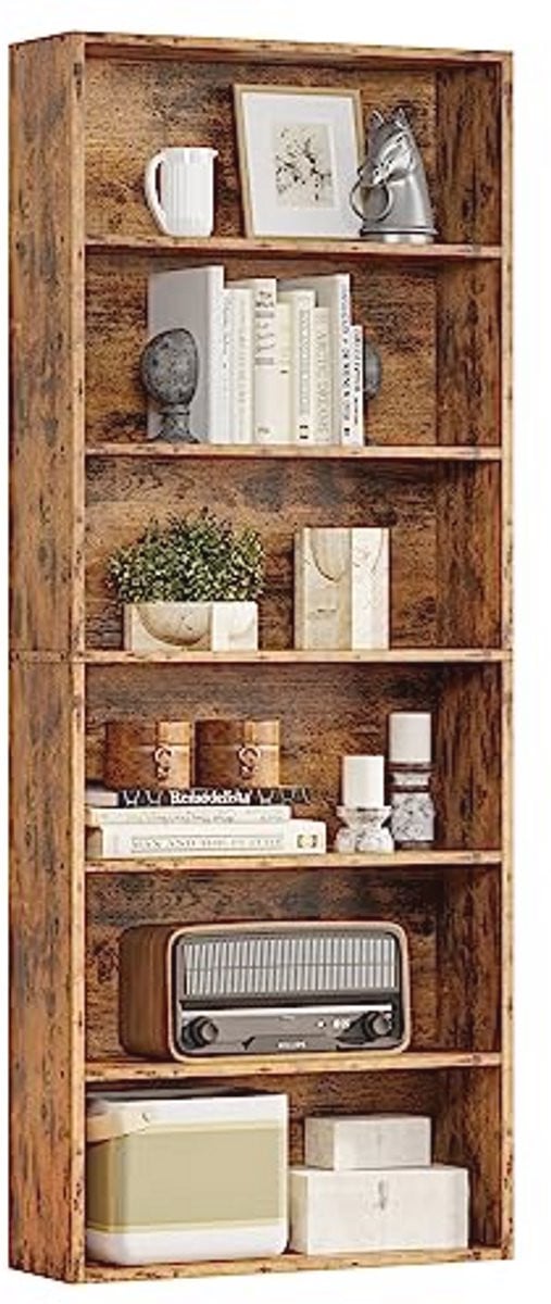 Industriële Vrijstaande Boekenplank met 6 Planken - Vintage Bruin - Geschikt voor Woonkamer, Slaapkamer en Thuiskantoor