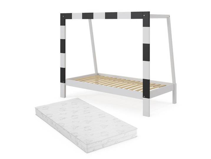 VitaliSpa Kinderbett Football goal Weiß 80x160 cm mit Matratze, Holz, Baby- und Kindermöbel, Kinderzimmer & Jugendzimmer, Kinderbetten
