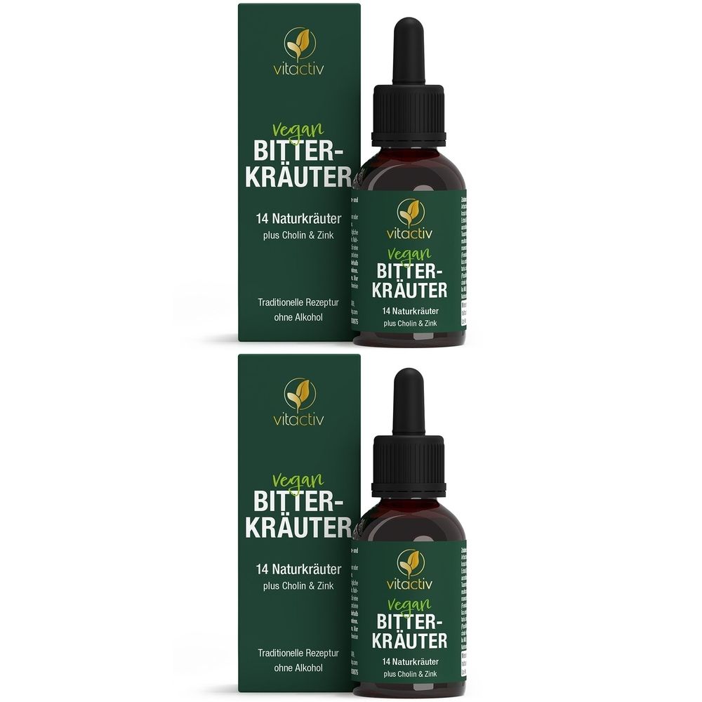 Vitactiv Bitterkräuter Tropfen ohne Alkohol 2x 2x50 ml