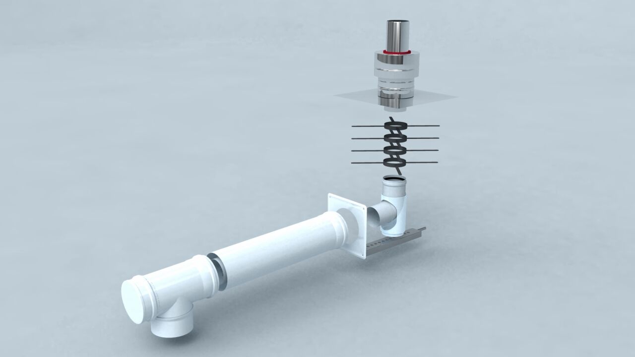 Bertrams Polyline LAS kit standard 2 41STB60-2 DN 60/100, installation sur Bertrams , embouchure VA