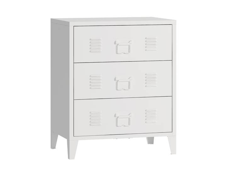 Kommode Metall JEFF 3 Schubladen 60 x 40 x 72 cm mattweiss