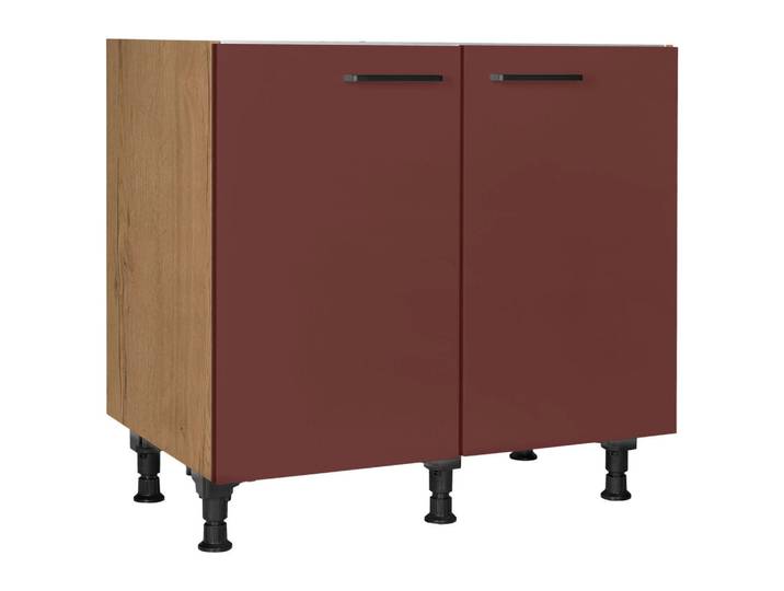 Spülenunterschrank, Rot, 90x87x56 cm, Metall, Einzeln Stellbar, Nobilia