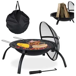 relaxdays XL Feuerschale mit Grillzubehör