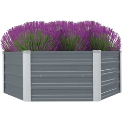 vidaXL Hochbeet 129 x 129 x 46 cm Verzinkter Stahl Grau