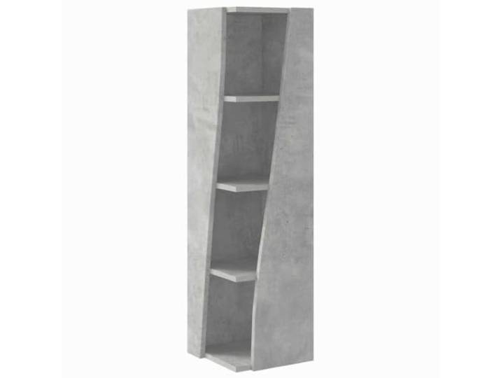 HGFDVCMR Eckschrank Beton Grau 27,5x27x102 cm Holzwerkstoff 4 Regale Schlankes Eckregal für Wohnzimmer und Flur. Schafft ordentlichen Stauraum auf 4 Ebenen für Bücher und Deko.