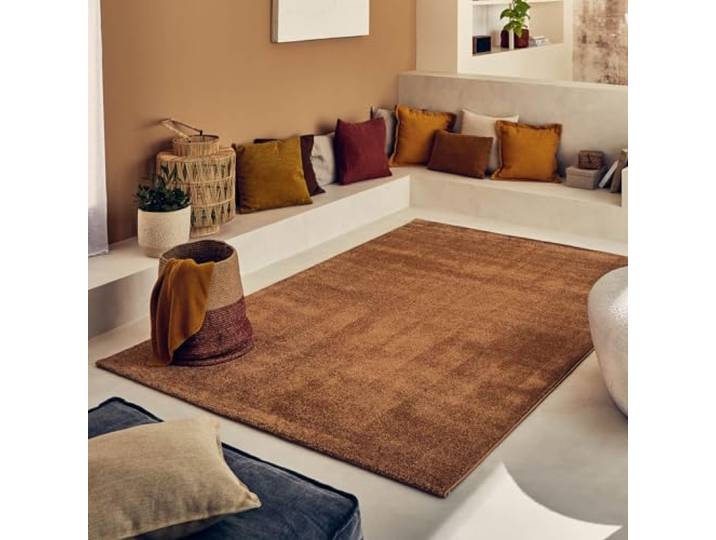 Nazar Tapis Salon Multicolore Rectangulaire\, Motif Géométrique\, Doux pour Chambre et Couloir\, Crème\, Grand (567 Marron\, 120x160 cm)