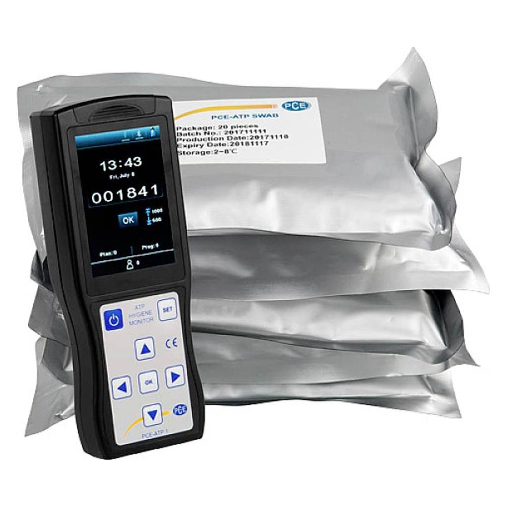 PCE Instruments Set bestehend aus 1x ATP-Tester PCE-ATP 1 und 1 Packung Teströhrchen (100 Stück) PCE-ATP SWAB (PCE-ATP 1-KIT)