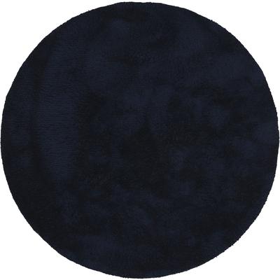 Teppich CARPETFINE "Silky", blau, H:20mm Ø:80cm, Mikropolyester, Teppiche, Teppich, Shaggy, Langflor, uni, besonders weich, handarbeit