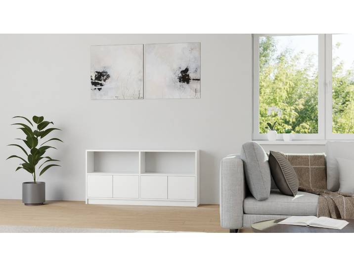 Kleines TV-Regal MDF Beschichtet MDF Weiß matt