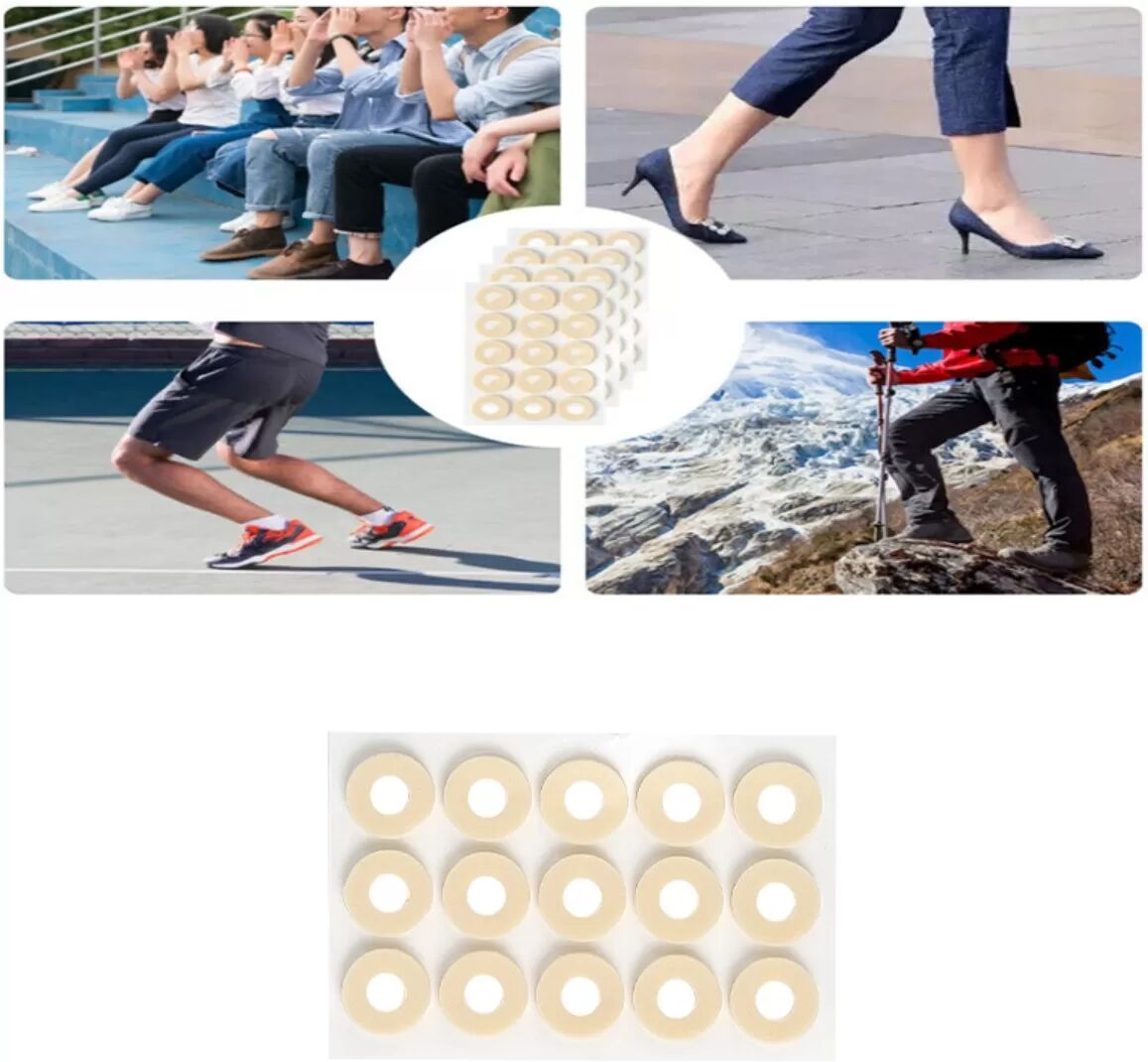 INF Beige Kleine Runde Hühneraugenpflaster (10er-Pack) - Latexschaumstoff-Hühneraugenkissen für Fußschutz