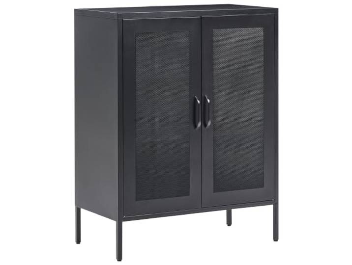 Beliani Schrank Schwarz Stahl 2 Türen Metallschrank mit Küchenschrank Metall, 3 Einlegeböden, E-Coating, 80 x 40 x 102 cm