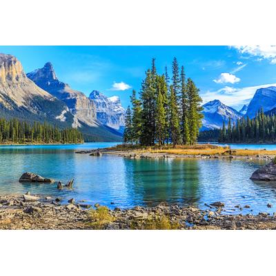 Fototapete PAPERMOON "Spirit Island in Maligne Lake", bunt, B:2,5m L:1,86m, Vlies, Tapeten