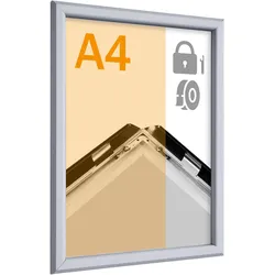 Sicherheits-Klapprahmen A4, 19 mm, selbstklebend, Aluminium, silber