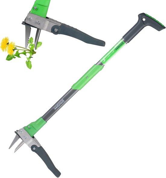 Famanu Unkrautstecher mit langem Handgriff und Fußpedal - Unkrautentferner für müheloses Wieden