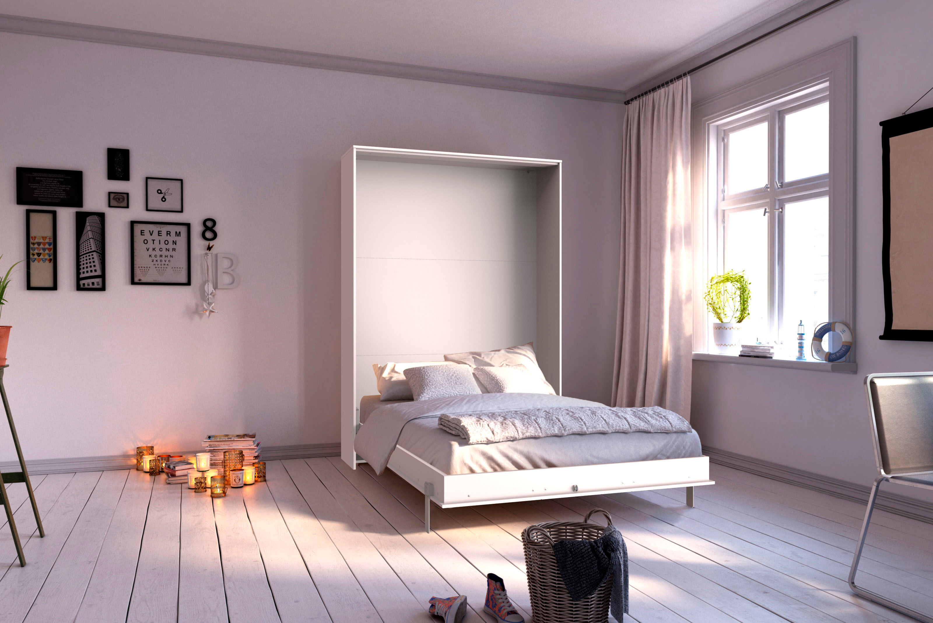 Schrankbett WIMEX "Juist Schrankklappbett Gästebett", weiss (weiß), H:213cm, Schrankbetten, Schrankbett, vertikal klappbar, 3 Liegeflächen, mit Lattenrost, Made in Germany weiß vertikal klappbar Lattenrost, B/L: 120cm x 200cm Betthöhe: 12cm, kein Härtegra