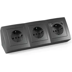 MCP, Steckdosenleiste, MCPOWER Steckdosenblock Flair, 3-fach, 16A/250V, 1xUSB-C, 1xUSB-A (3x)
