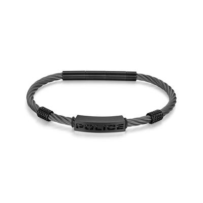 Armband POLICE "Quadro", schwarz, Armbänder, Herren, 22cm, Edelstahl Kautschuk, Edelstahl, Kautschuk, Armband