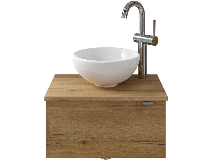 Waschtisch SAPHIR Serie 6915 Waschschale mit Unterschrank für Gästebad, Gäste WC , braun (halifax eiche, halifax eiche, halifax eiche quer nb), B:51cm H:39,8cm T:35cm, Waschtische, Waschtisch, 51 cm breit, 1 Tür, Waschtischplatte, kleine Bäder, ohne Armatur