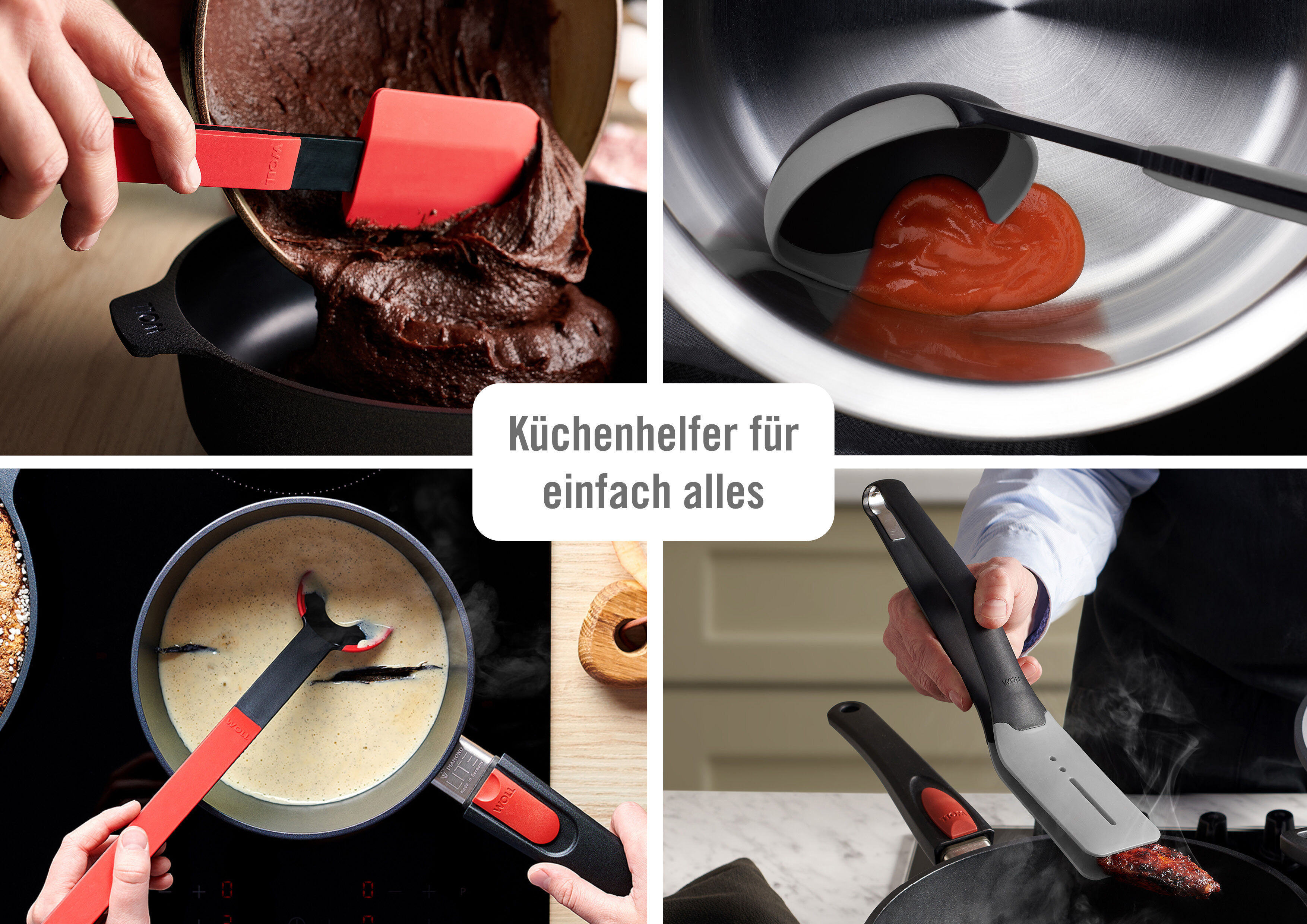 Kochlöffel WOLL "Cook it", grau, B:6cm H:1,5cm, Kunststoff, Silikon, Kochlöffel, Kochlöffel, aus hochwertigem Kunststoff und Silikon