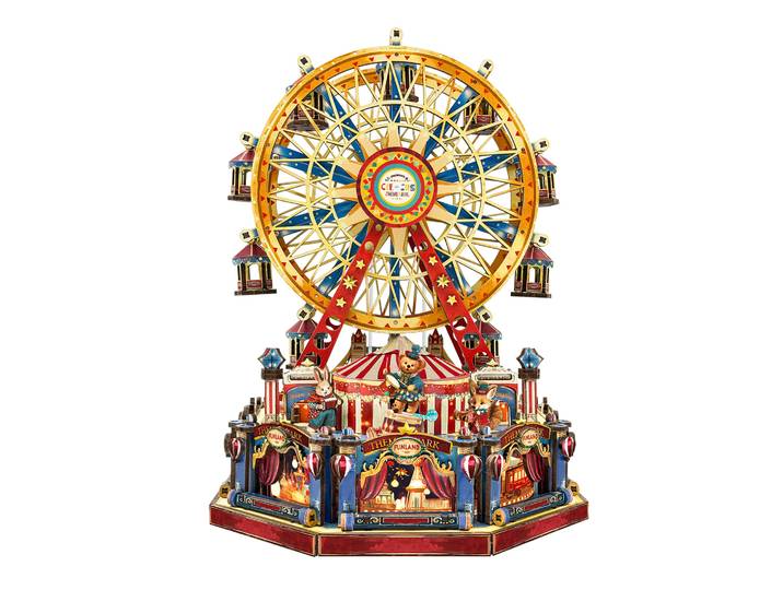 Bricolage en bois Century grande roue boîte à musique Figurines Miniatures assemblé maisons Casa pour amis cadeaux d'anniversaire décoration de la maison