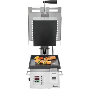 Bartscher Kontaktgrill DT 2000 1G, 370211, 2000 Watt, glatte Gusseisen Grillplatten