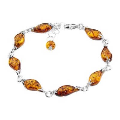Armband OSTSEE-SCHMUCK "- Stella - Silber 925/000 - Bernstein" Gr. 18, silber (silber 925, silberfarben, weiß), Armbänder, Damen, Silber 925 (Sterlingsilber), Armband