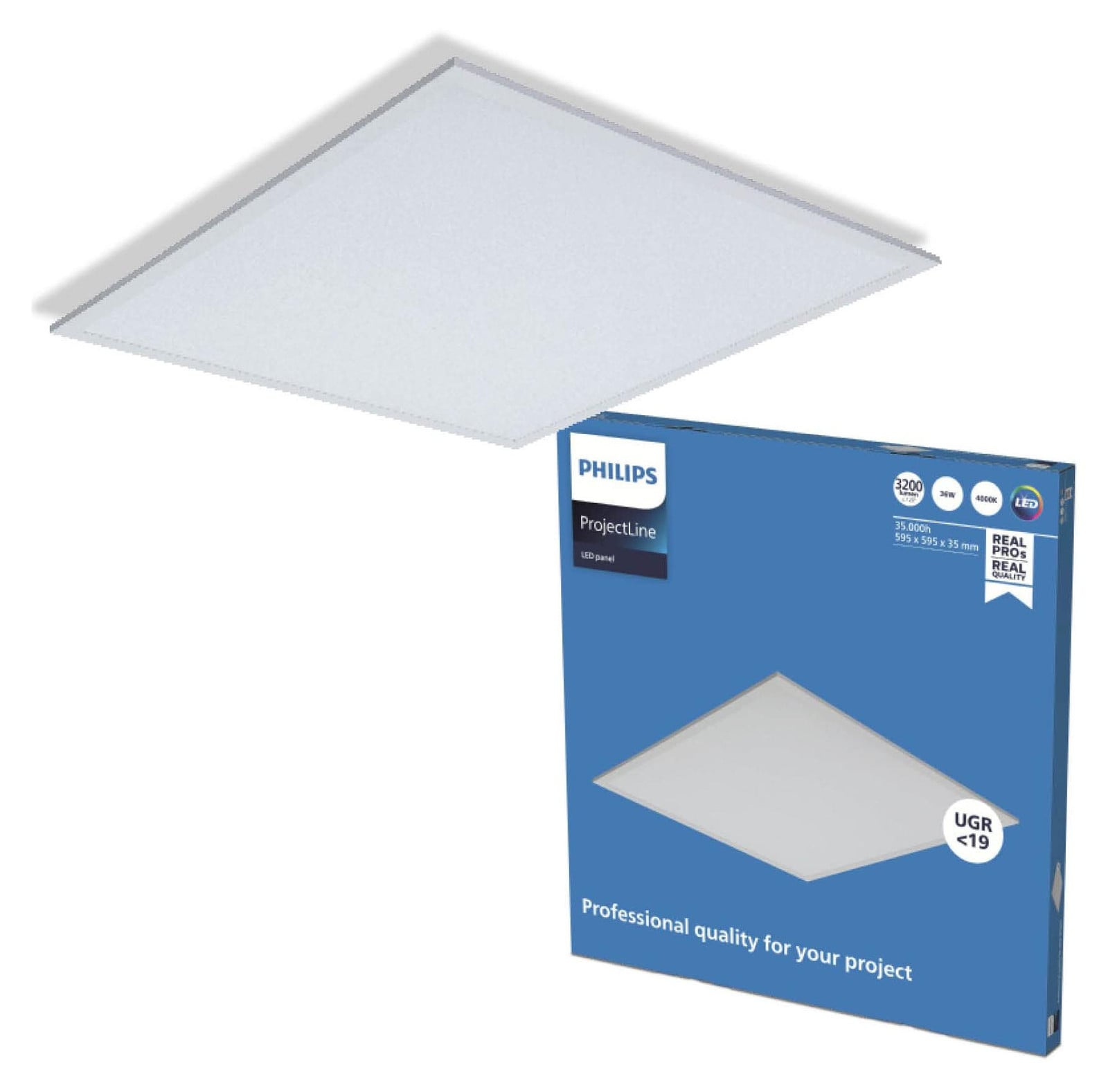 Philips LED Inbouwspot, Vierkant, Wit, Metaal, IP20, Klasse II