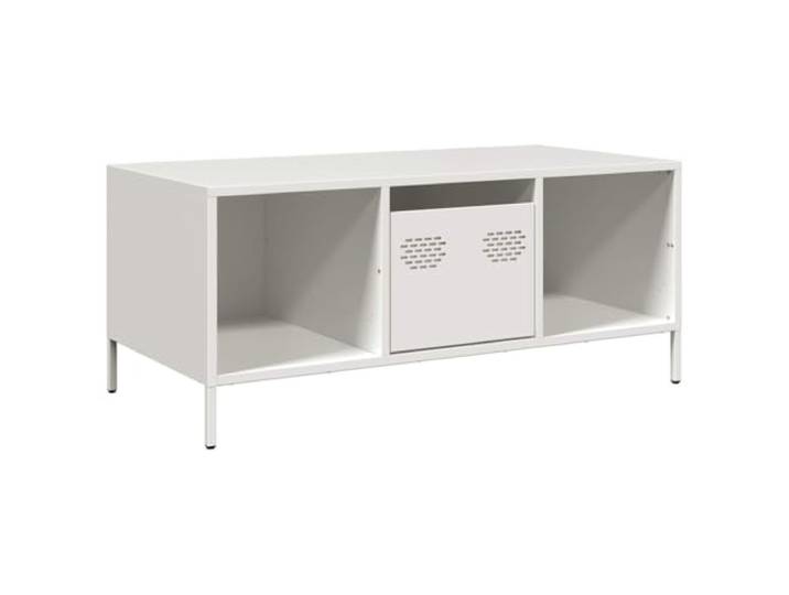 Couchtisch, Weiß, 101,5x50x43,5 cm, Kaltgewalzter Stahl Schubladenschrank, Metallfüße, einfache Reinigung, Schlafzimmer, Wohnzimmer, Flur, Wandbefestigung