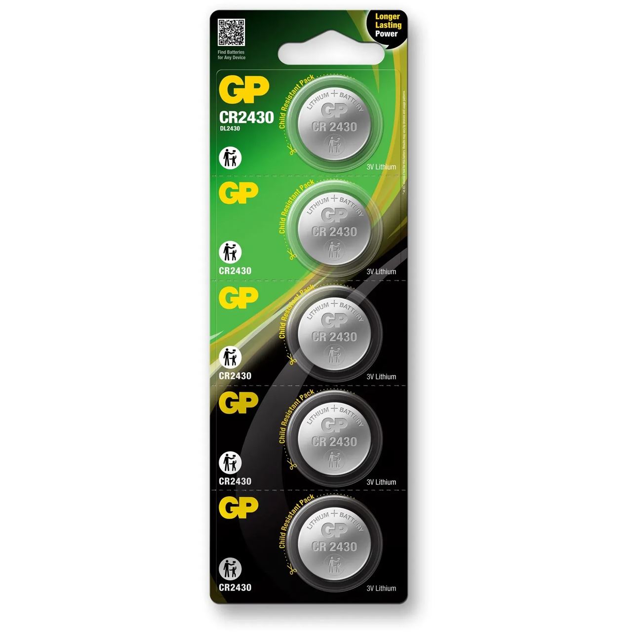 GP Knopfzelle Lithium CR2430 3V 5 Stück