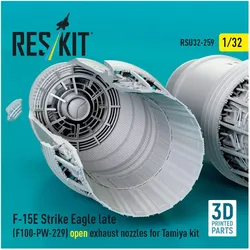 ResKit F??15E Strike Eagle late (F100-PW-229) open exhaust nozzles for Tamiya kit (3D Printed)