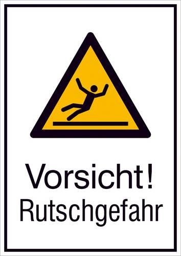Warn-Kombischild Vorsicht! Rutschgefahr Folie selbstklebend (B x H) 131mm x 185mm ISO 7010 1St.