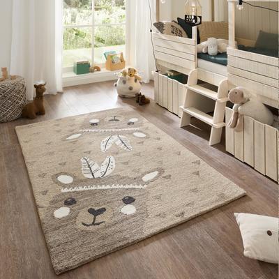 Kinderteppich THEKO "Gaia Kids Alpaca", sand, B:160cm H:10mm L:230cm, Schurwolle, Teppiche, Kinderteppich, hangetuftet, reine Schurwolle, Motiv Alpaca, Kinderzimmer