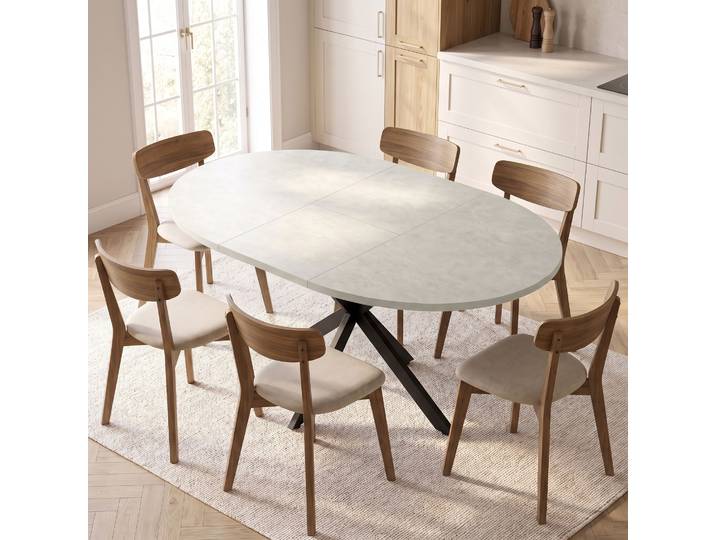 HOMCOM Table à Manger Extensible Ovale 100-135cm Pierre Grise